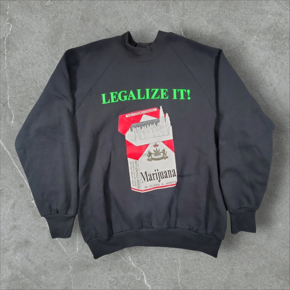 Vintage Legalize It Sweatshirt Men L Black Legalize It Parody Fashion Victim 90s